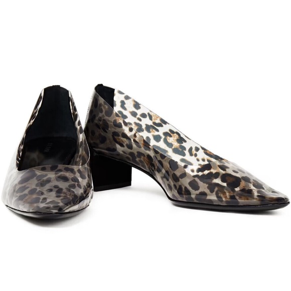 BY FAR Andrea Leopard Print PVC Block Heel Pumps in Black - Picture 12 of 12